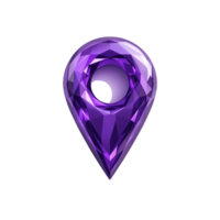 A purple gemstone map marker on a black background png