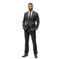 A man in a suit standing in front of a black background png