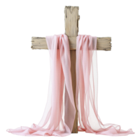 A cross with pink cloth draped over it png