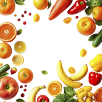 A circle of fruits and vegetables arranged in a circle png