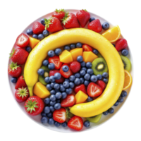A plate of fruit arranged in a circle png