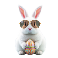 Easter bunny with sunglasses and easter egg png