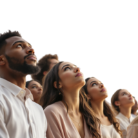 Group of people looking up at something png