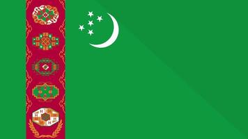Animation of the appearance and disappearance of a flat flag 2D Turkmenistan video