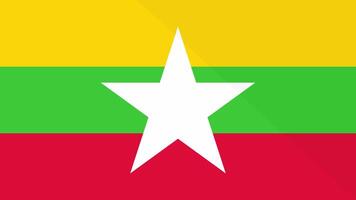 Animation of the appearance and disappearance of a flat flag 2D Myanmar video