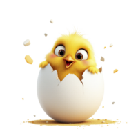 A cartoon chicken is coming out of an egg png