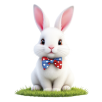 A white rabbit with a red and white bow tie png