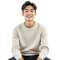 A man in a sweater sitting on a black background png