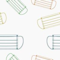 Editable Outline Rectangle Medical Masks Vectorized Illustration in Various Colors as Seamless Pattern for Creating Background of Healthcare and Medical Related Design vector