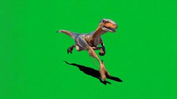 3D cartoon dinosaur running on green background with playful aggressive expression video