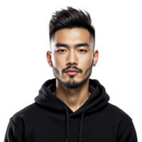 A man in a black hoodie with a beard png
