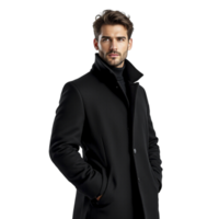 A man in a black coat and turtle neck png