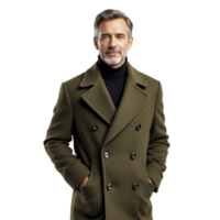 A man in a green coat and turtle neck png