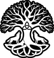 Celtic Knot Tree of Life Circle Line Drawing vector