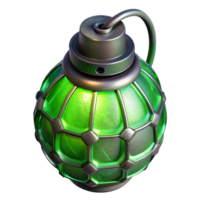 serene artistic Plasma grenade, glowing green, textured surface high resolution png