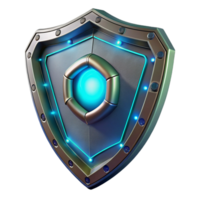 vibrant minimalist Sci-fi shield with glowing energy field and metallic frame original png