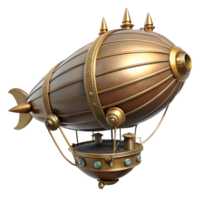 serene artistic Steampunk zeppelin miniature with intricate details and a brass gondola high quality png