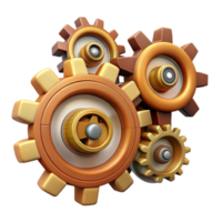 serene minimalist Steampunk gear train with interconnected cogs and gears high quality png
