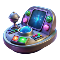 dramatic vintage Alien spaceship cockpit control panel with glowing buttons and holographic display genuine png