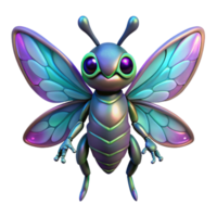 serene contemporary Alien insect creature with iridescent wings and multiple eyes 4K png