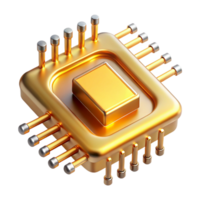 elegant traditional Quantum computer chip, glowing gold, complex circuitry authentic png