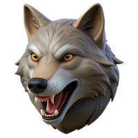beautiful minimalist A realistic rendering of a wolf's head, snarling, detailed png