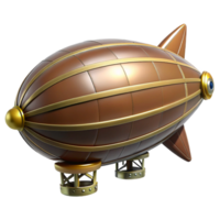 elegant minimalist Steampunk zeppelin illustration, isolated object genuine png