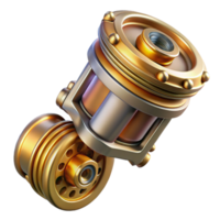 elegant artistic Steampunk piston with intricate details and a polished brass finish professional png