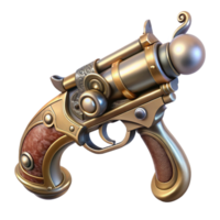 stunning traditional Steampunk pistol with ornate engravings and a pearl handle detailed png