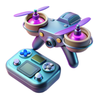 dramatic rustic Cyberpunk drone remote control with joystick and holographic display original png