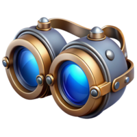 magnificent artistic Steampunk goggles with sapphire lenses and silver accents high resolution png