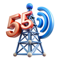 serene artistic 5G network tower transmitting data authentic png