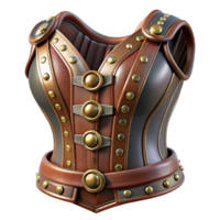 wonderful abstract Steampunk corset made of leather and metal with intricate buckles and rivets detailed png
