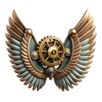 extraordinary classic Steampunk wings with intricate metal feathers and clockwork mechanisms 4K png