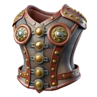 impressive contemporary Steampunk corset made of leather and metal with intricate buckles and rivets original png
