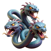 wonderful classic Hydra, multi-headed serpent, venomous, detailed png