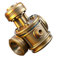 stunning contemporary Steampunk piston with intricate details and a polished brass finish detailed png