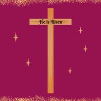 Easter day He is Risen spring card banner invitation poster with cross vector