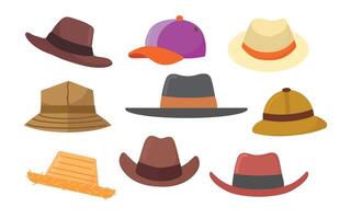 Set collection with different hats icons clipart isolated illustration vector