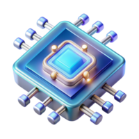 stunning artistic Sci-fi data chip with glowing circuits and metallic connectors authentic png