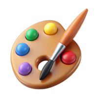 extraordinary rustic Paintbrush and palette, detailed png