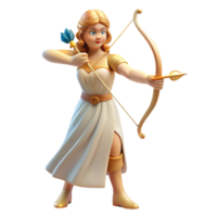 extraordinary artistic Artemis, Goddess of the Hunt, with a bow and arrow, authentic png