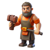extraordinary traditional Hephaestus, God of the Forge, holding a hammer, high resolution png