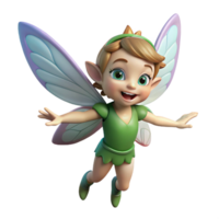 serene modern A mischievous pixie, fluttering wings, playful expression, high resolution png