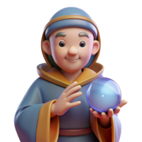 dramatic abstract A wise oracle, holding a crystal ball, serene expression, authentic png