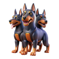dramatic minimalist Cerberus, three-headed dog, guarding Underworld, genuine png