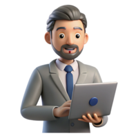 serene contemporary Programmer with laptop, technology portrait, authentic png