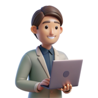 beautiful classic Programmer with laptop, technology portrait, exclusive png