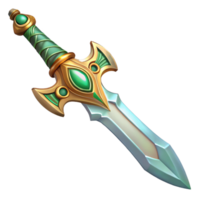 dramatic abstract A single, ornate elven sword with intricate carvings, original png