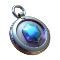 stunning minimalist A silver locket with a glowing gemstone, high quality png